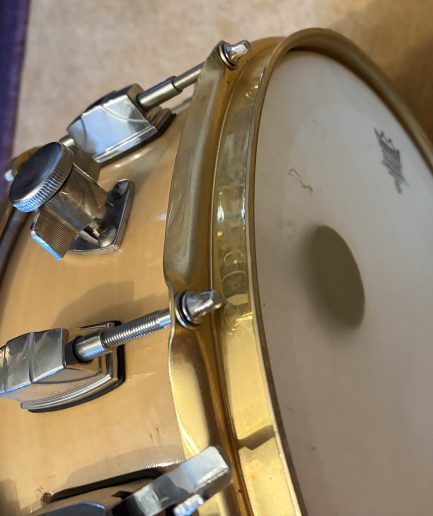 14×5.5” Frankenstein maple snare w/ gold Pearl SuperHoops