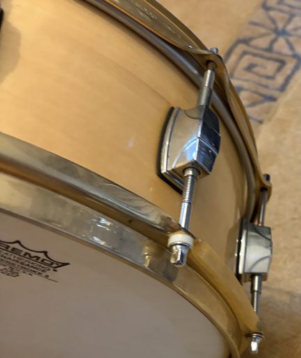 14×5.5” Frankenstein maple snare w/ gold Pearl SuperHoops