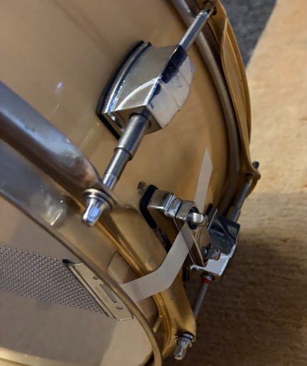 14×5.5” Frankenstein maple snare w/ gold Pearl SuperHoops